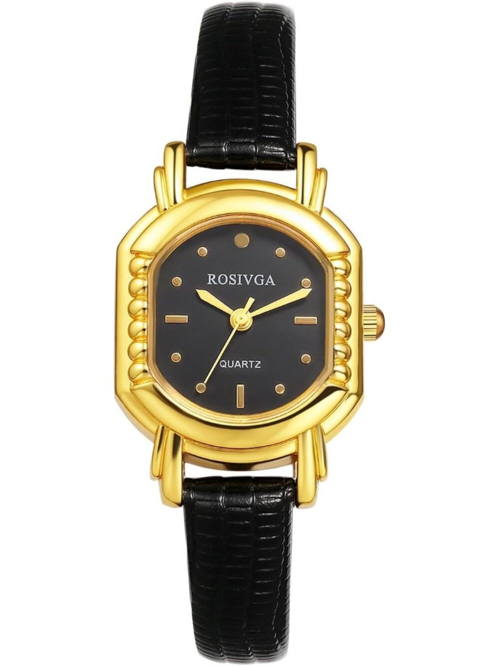 Women's Black Ultra-Thin Square Dial Adjustable PU Leather Strap Wrist Watch